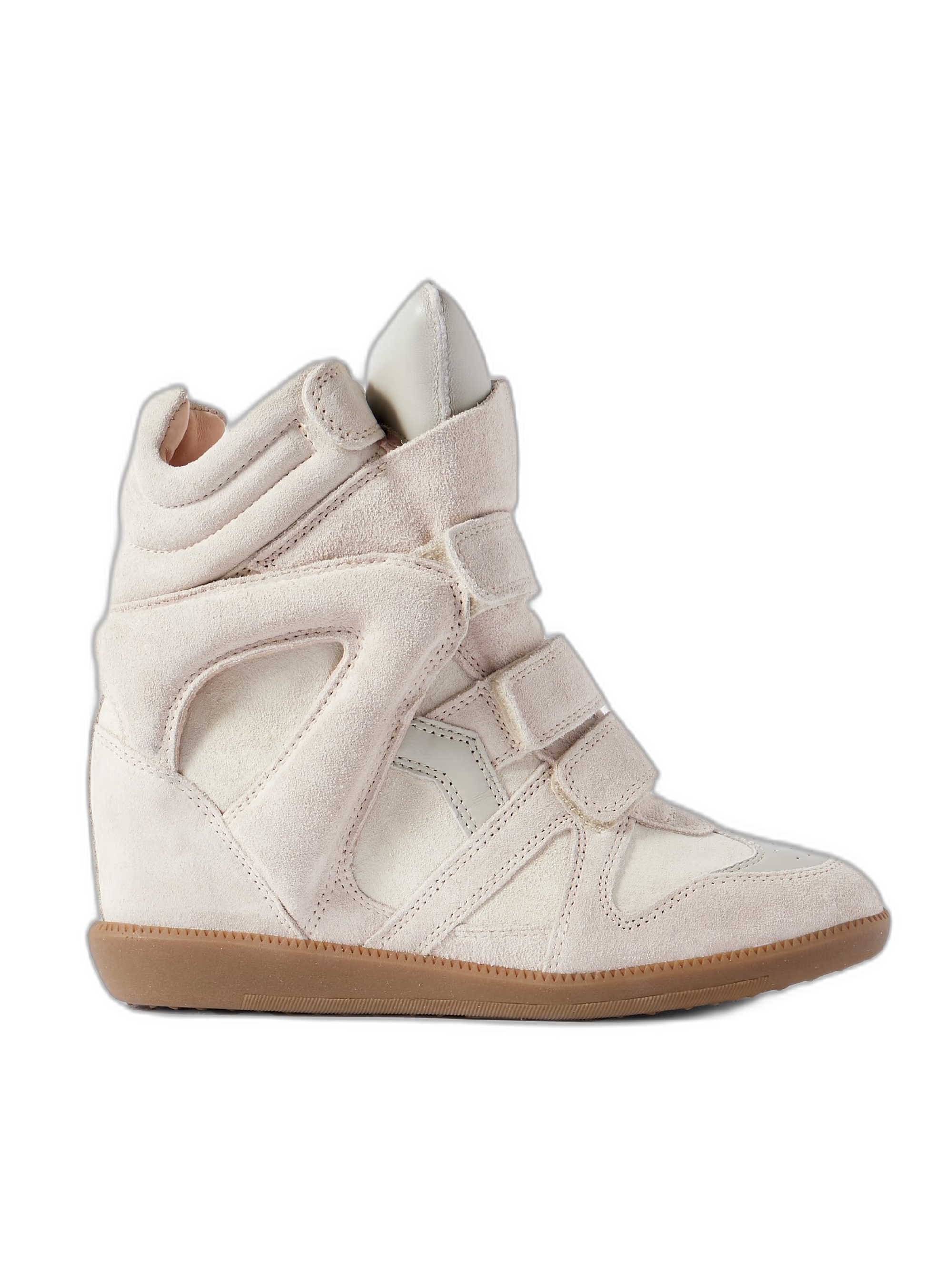 ISABEL MARANT Bekett leather-trimmed suede high-top wedge sneakers Neutral